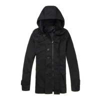 谷翼崎 修身款 连帽中长款 欧美风 风衣外套NS-11039