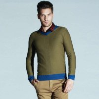 圣捷罗 男装V领套头羊毛衫针织衫HBY73993