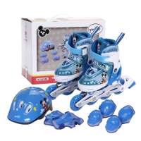 迪士尼 DISNEY米奇/公主前轮闪光可调儿童套装轮滑鞋高级套装DCY31037-A蓝色