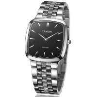 瑞士天骏TANGIN情侣款全钢石英男表黑色T4001GWKABA