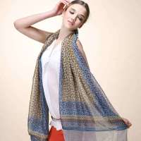 GLOVIN 知品风格 小花图案双层围巾 蓝色