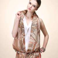 GLOVIN 知品风格 太阳图案双层围巾 卡其色