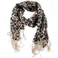 GLOVIN 知品风格 纯羊毛豹纹披肩 棕色