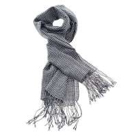 GLOVIN 知品风格 纯羊毛经典格条披肩 黑色