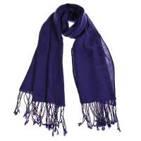 GLOVIN 知品风格 纯羊毛围巾素色披肩 藏青