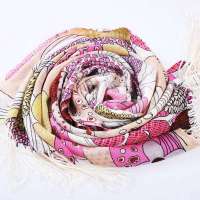 GLOVIN 知品风格 纯羊毛围巾太阳花朵披肩 白色