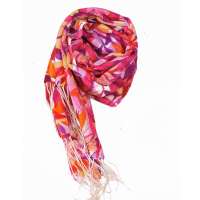 GLOVIN 知品风格 纯羊毛叶子印花披肩 紫红