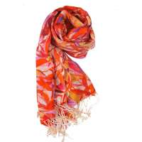 GLOVIN 知品风格 纯羊毛叶子印花披肩 橙色