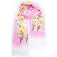 GLOVIN 知品风格  纯羊毛手绘花朵披肩 米粉