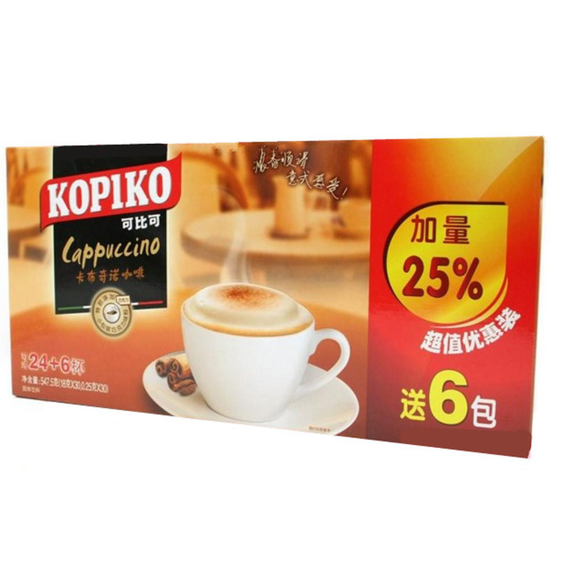 KOPIKO可比可 卡布奇诺咖啡24+6包(24入)印尼进口速溶咖啡