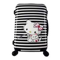 派瑞瓯perryoun卡通条纹猫拉杆登机箱风火万向轮旅行箱包XG-LL-8195黑白条纹20寸