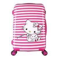 派瑞瓯perryoun卡通条纹猫拉杆登机箱风火万向轮旅行箱包XG-LL-8195粉色条纹24寸