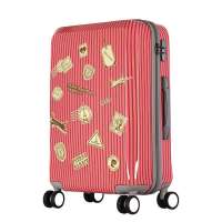 派瑞瓯perryoun新品条纹签证邮票拉杆托运旅行箱XG-LL-8189琉璃粉24寸