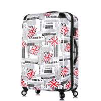 派瑞瓯perryoun复古米字旗第二代拉杆出国托运旅行箱LL-8161白色28寸