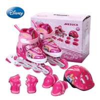 迪士尼 DISNEY米奇/公主前轮闪光可调儿童套装轮滑鞋高级套装DCY31037-B粉红L35-38
