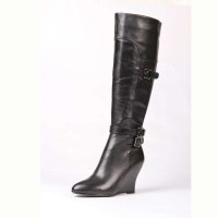 星期六黑色牛皮女鞋/靴子/时装靴/长筒靴 33cm-膝盖以下SS14S0790611