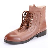 星期六红棕色打蜡牛皮女鞋/靴子/时装靴/短靴 12-23cmSS14S7451721