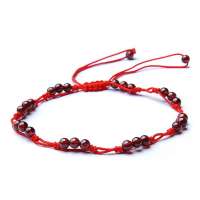 BOFIEER宝菲尔天然石榴石幸运红绳精编结艺脚链缘定三生(EZ0001)