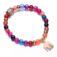 BOFIEER宝菲尔天然龙纹玛瑙泰国象神庇护百搭手链(约6mm) ES0126