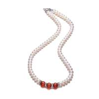 BOFIEER宝菲尔爱是永恒 天然AAA级珍珠间红玛瑙项链7-8mm(附证书)FX0002