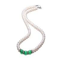BOFIEER宝菲尔福禄呈祥 天然AAA级珍珠间绿玛瑙项链7-8mm (附证书)FX0002-1