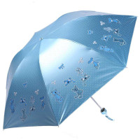 红叶魅力之星黑胶三折遮阳伞E700蓝色