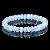 御灵珠宝 天然水晶 海蓝宝石刻面手链爱之石旺事业8mm 0304280008001