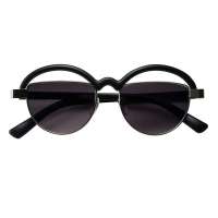 音米女款圆形墨镜新款太阳眼镜 1179  磨砂黑黑片