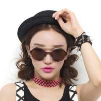 音米女款潮人明星款复古太阳眼镜  1181 棕色透明渐变