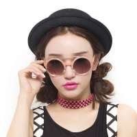 音米女款潮人明星款复古太阳眼镜  1181 粉色透明渐变