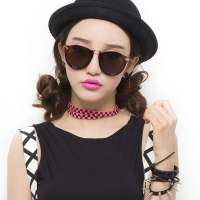 音米磨砂质感复古圆形太阳眼镜 1189  棕色