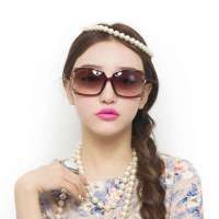 音米欧美复古墨镜女款大框太阳镜  1197 棕色