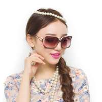 音米欧美复古墨镜女款大框太阳镜  1197 咖啡色