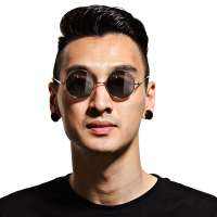 音米男款时尚炫彩欧美复古蛤蟆镜  1202 银色灰片