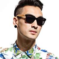 Inmix男款时尚木腿太阳眼镜 1204 亮黑色