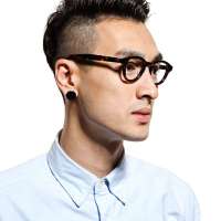 inmix音米黑眼圆框镜架男2174B琥珀色