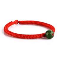 御灵珠宝 和田玉 好运珠 和田碧玉圆珠本命年红绳手链 01091300020