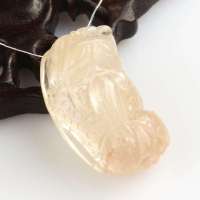 慕玉和 天然水晶黄兔毛貔貅吊坠02