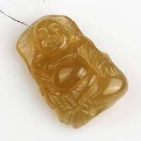 慕玉和 天然水晶黄兔毛外头佛吊坠