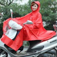 红叶电摩两用有袖加厚雨披EY004大红