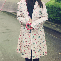 红叶剪影漫步时尚便携式防水风衣EY002缤纷灰白