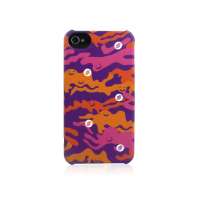 黑贝壳苹果附件黑贝壳(HABIK)iphone4/4s保护壳 紫色微笑迷彩纹