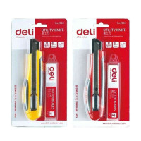 得力（deli）2068 包胶美工刀套装附5片刀片 红/黄随机