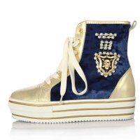 阿卡莎羊皮闪钻金属饰扣休闲运动松糕鞋板鞋TB3906-16