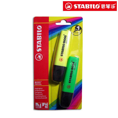 思笔乐(STABILO) 波士乐荧光笔2色套装 黄色+绿色