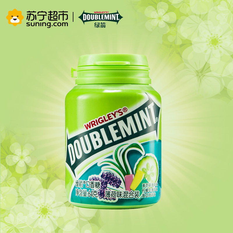 绿箭 口香糖薄荷味混合40粒瓶装64g