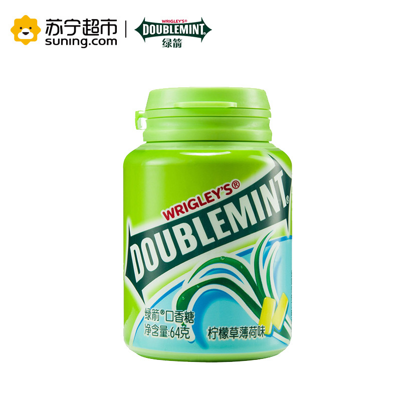 绿箭 柠檬草薄荷口香糖40粒瓶装64g