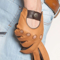 ELMA 艾玛 男士真皮手套/奢华鹿皮 驾驶手套 EM002W 沙色 S