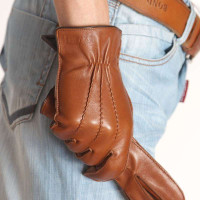 ELMA 艾玛 男士真皮燕尾口手套 EM009WQF 薄茶色 S