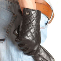 ELMA 艾玛 网格背花面男士真皮/触屏手套 EM013NQF1 黑色 M